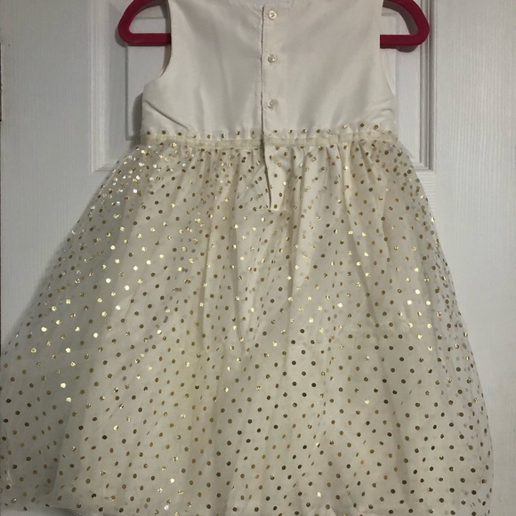 Carters cream with gold polka dots dress on skirt girls size 5T special occasion - Picture 6 of 10